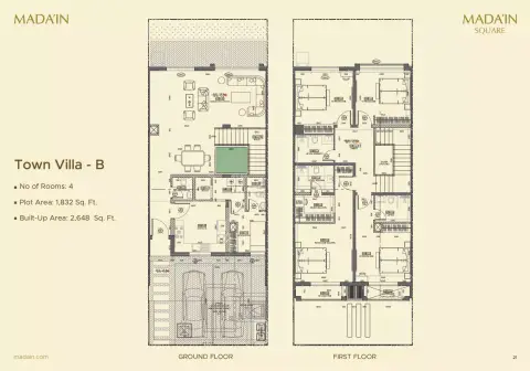 Madain Square: Планировка Town Villa B, 2,648 sq ft