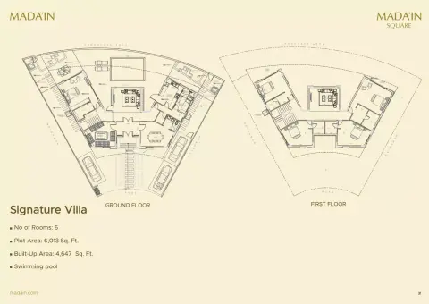 Madain Square: Планировка Signature Villa, 4,647 sq ft