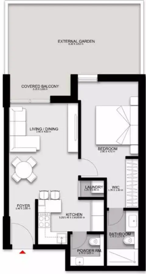 Darb: Floor plan Type 1, 942 sq ft