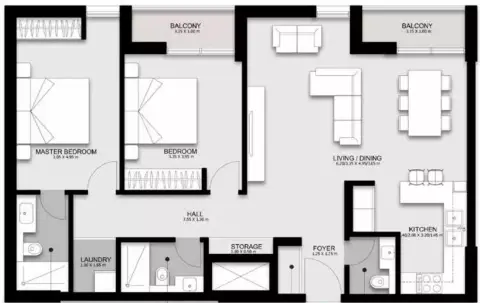 Darb: Floor plan Type 2, 1,287 sq ft
