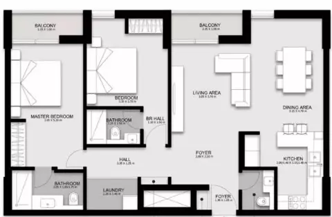 Darb: Floor plan Type 1, 1,296 sq ft