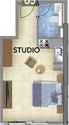 بلو بيرلز في بلوباي ووك: مخطط الطابق C2, 411 sq ft