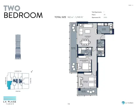 La Plage Tower: Floor plan Type 10, 1,740 sq ft