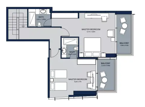 La Plage Tower: Floor plan Type 1, 2,720 sq ft