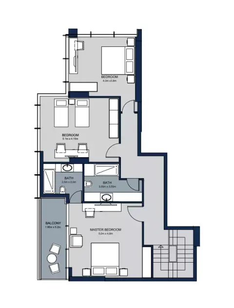 La Plage Tower: Floor plan Type 6, 3,300 sq ft