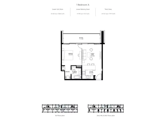 IL Teatro: Floor plan Type A, 749 sq ft