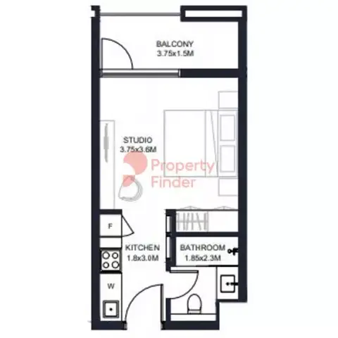 Tiraz Phase 3: Plattegrond Type A1, 356 sq ft