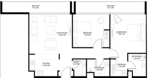 Sokoon: Type D1, 1,141 sq ft 户型图