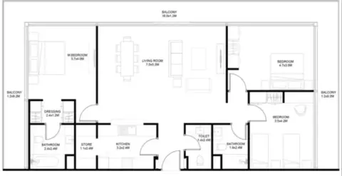 Sokoon: Type A1, 1,839 sq ft 户型图