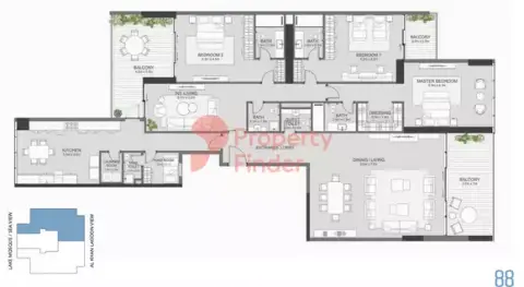 88 Tower: फ़्लोर प्लान Type 2, 4,625 sq ft