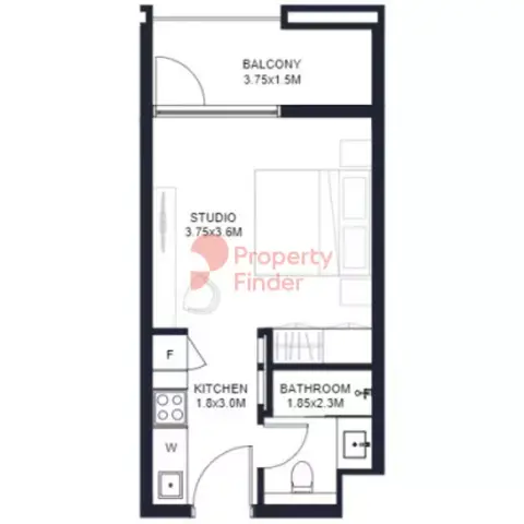 Tiraz Phase 2: Floor plan Type A-1, 356 sq ft