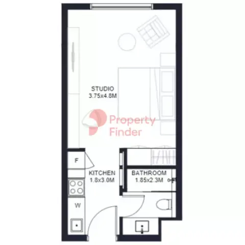 Tiraz Phase 2: Floor plan Type B, 345 sq ft