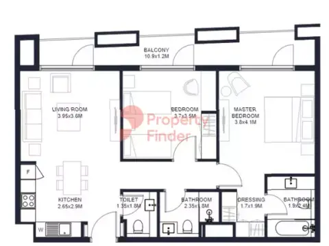 Tiraz Phase 2: Floor plan Type C-1, 1,023 sq ft