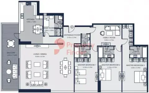 Sharjah Terraces: Планировка Type 1, 4,130 sq ft