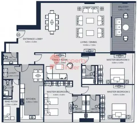Sharjah Terraces: Планировка Type 4, 3,835 sq ft