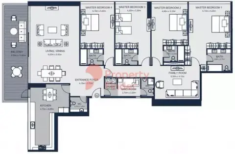 Sharjah Terraces: Планировка Type 2, 4,485 sq ft