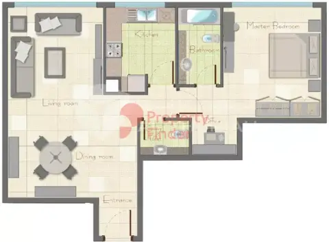 Pearl Tower: Floor plan Type 7, 1,000 sq ft