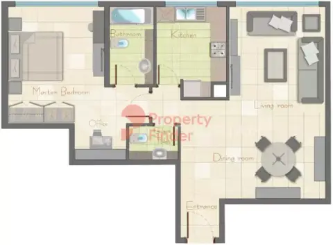 Pearl Tower: Floor plan Type 8, 1,000 sq ft