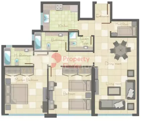 Pearl Tower: Floor plan Type 3, 1,450 sq ft