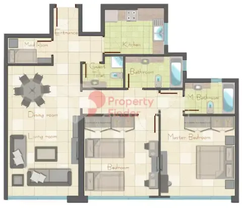 Pearl Tower: Floor plan Type 4, 1,450 sq ft