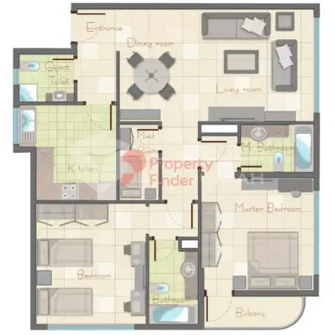 Pearl Tower: Floor plan Type 5, 1,500 sq ft
