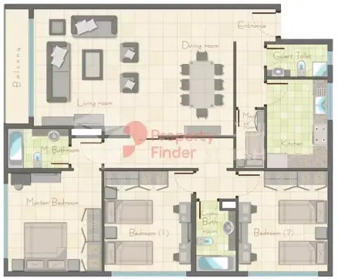 Pearl Tower: Floor plan Type 2, 2,100 sq ft