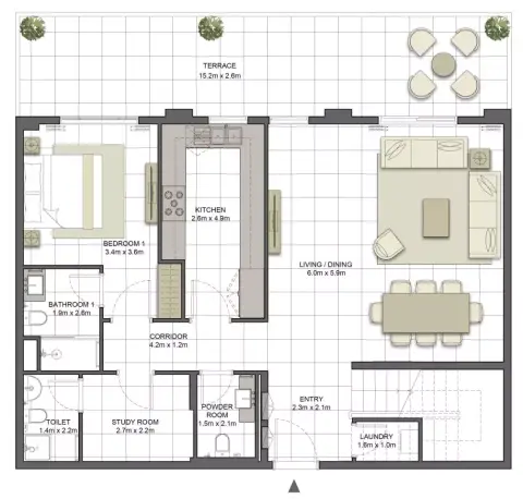 Crystal Residences: Планировка Townhouse - Type 4TH-2, 2,731 sq ft