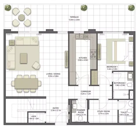 Crystal Residences: Планировка Townhouse  - Type 4TH-4, 2,802 sq ft