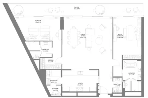 Anantara Sharjah Residences: Планировка Type 4, 2,258 sq ft