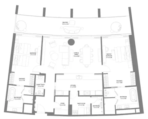 Anantara Sharjah Residences: Планировка Type 5, 2,329 sq ft