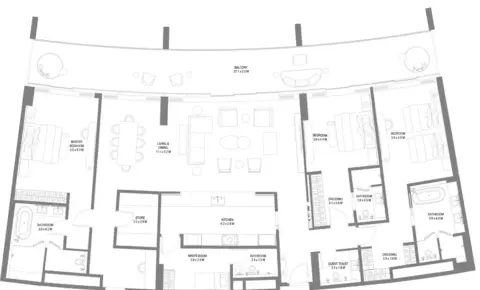 Anantara Sharjah Residences: Планировка Type 3, 3,329 sq ft