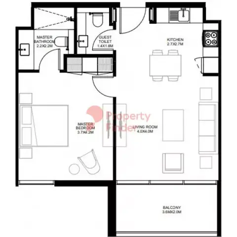 The Gate: Floor plan Type A2	, 681 sq ft