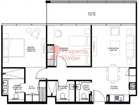 The Gate: Floor plan Type B2	, 1,052 sq ft