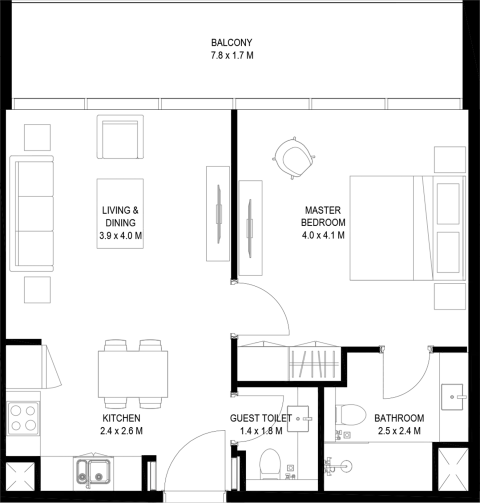 Nesba 1: Floor plan Type B 2, 766 sq ft