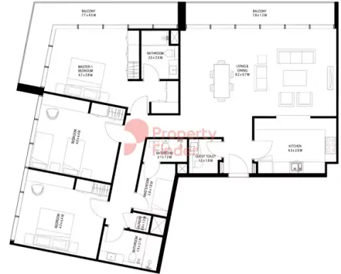 Nesba 1: Floor plan Type A1, 1,967 sq ft