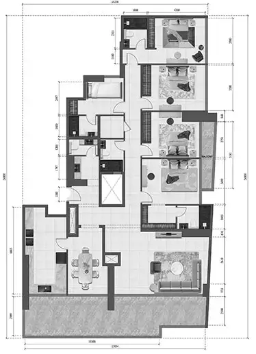Faradis Tower: Type 4701, 2,870 sq ft 户型图