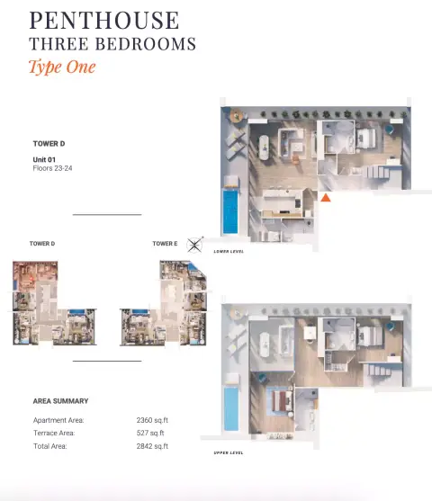 Solena Orchard Place: Plattegrond Type 1-Tower D, 2,842 sq ft