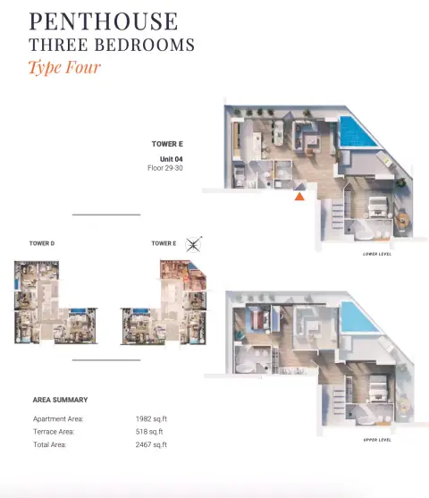 Solena Orchard Place: Plattegrond Type 4-Tower E, 2,467 sq ft