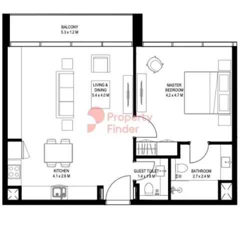 Nesba Phase 2: Floor plan Type C, 1,066 sq ft