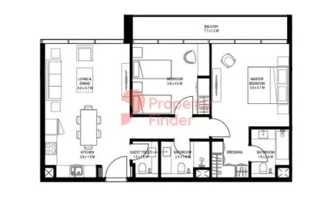 Nesba Phase 2: Floor plan Type B, 1,025 sq ft