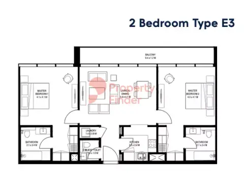 Nesba Phase 2: Floor plan Type H, 1,165 sq ft