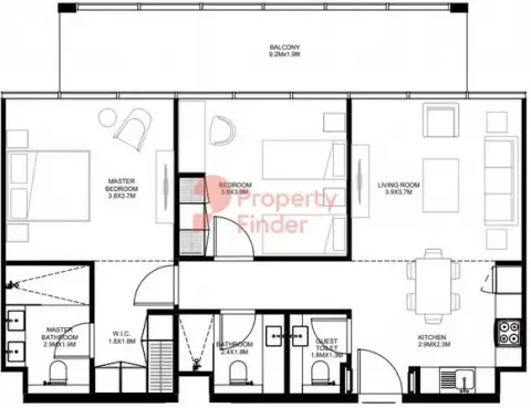 The Gate Phase 2: Floor plan Type B-4, 1,079 sq ft