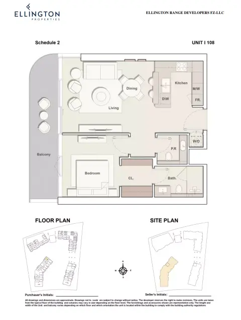 Costa Mare: Floor plan Type I 108 | Tower I, 840 sq ft