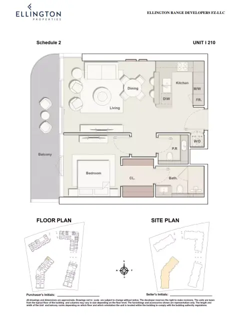 Costa Mare: Floor plan Type I 210 | Tower I, 840 sq ft