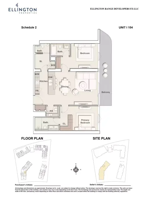 Costa Mare: Floor plan Type I 104 | Tower I, 1,265 sq ft