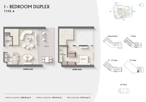 Costa Mare: Floor plan Type A | Tower I, 1,321 sq ft