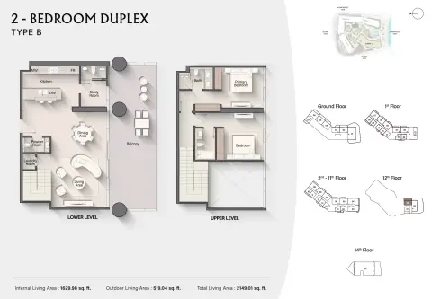 Costa Mare: Floor plan Type B | Tower I, 2,149 sq ft