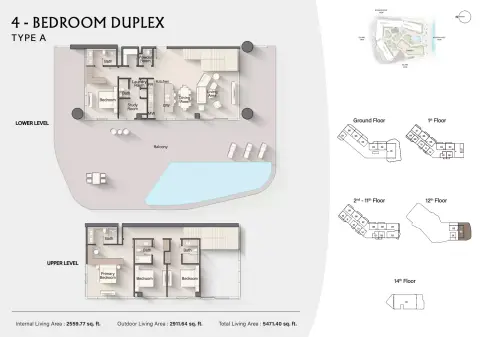 Costa Mare: Floor plan Type A | Tower I, 5,471 sq ft