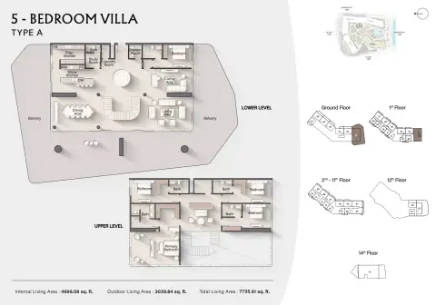 Costa Mare: Floor plan Type A | Tower I, 7,735 sq ft