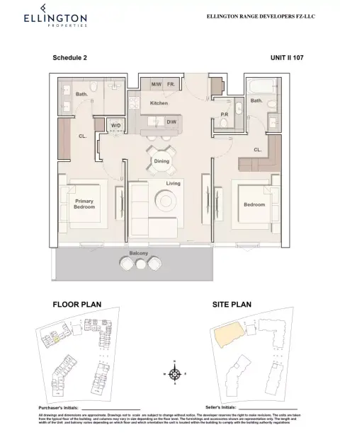 Costa Mare: Floor plan Type 107 | Tower II, 1,097 sq ft